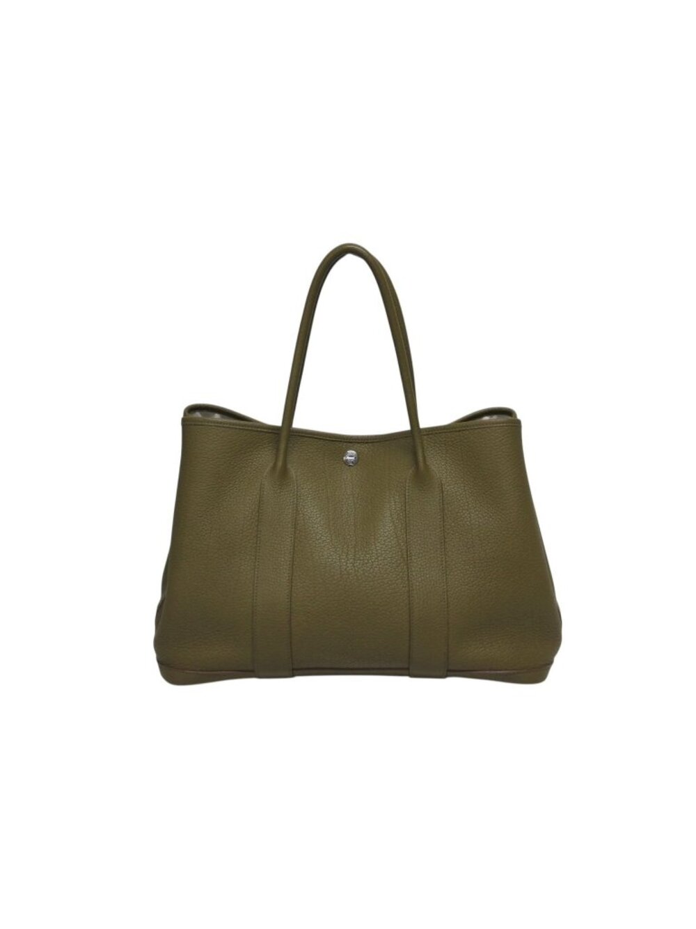 Hermes Garden Party PM Tote Bag Negonda Canvas Olive Green Silver
